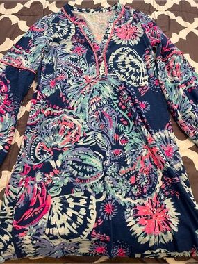 Lilly Pulitzer Multicolor Floral Print Dress (Pink, Teal, Navy)